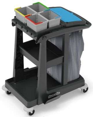 Image de CHARIOT MÉNAGE BUREAUX 4 SEAUX 5L ÉTAGÈRE ET COLLECTEUR