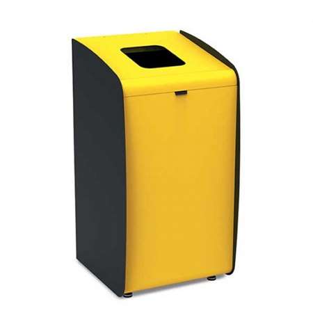 POUBELLE TRI SELECTIF ACIER JAUNE 80L