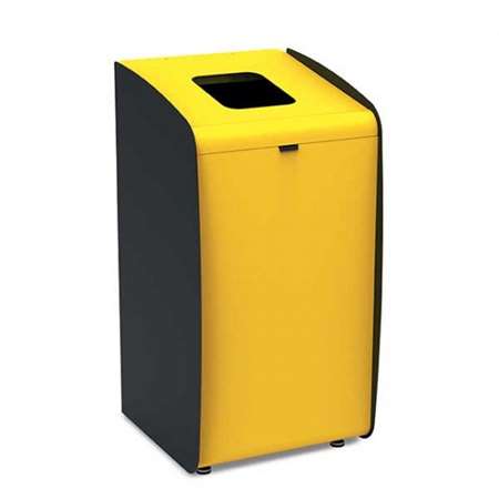 Image de POUBELLE TRI SELECTIF ACIER JAUNE 80L