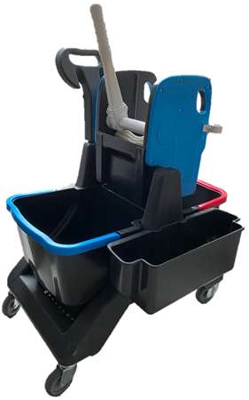 Image de CHARIOT MULTIMOP 2 SEAUX +PRESSE +POIGNEE +BAC DE RANGEMENT