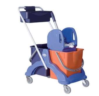 Image de CHARIOT MULTIMOP 2 SEAUX +PRESSE +POIGNEE +BAC DE RANGEMENT