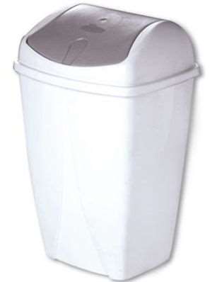 Image de POUBELLE PLASTIQUE BLANC 50 L COUVERCLE BASCULANT