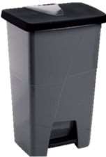 Image de POUBELLE PLASTIQUE NOIRE 45L À PÉDALE