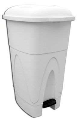 Image de POUBELLE PLASTIQUE BLANC 90L À PÉDALE HACCP