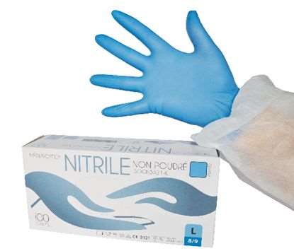 Image de GANT D'EXAMEN NITRILE BLEU NON POUDRÉ TAILLE XL