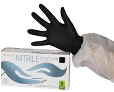 GANT D'EXAMEN NITRILE NOIR NON POUDRÉ TAILLE S